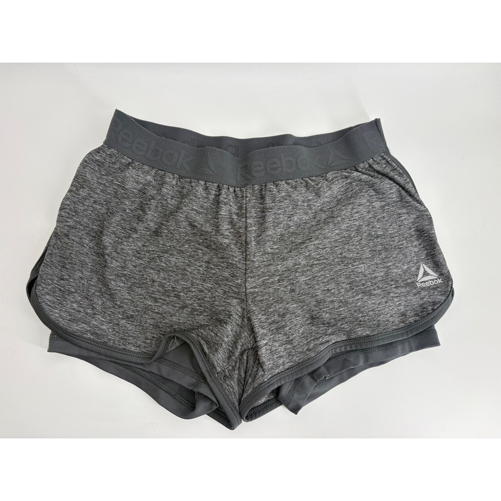 Reebok Womens Heather Grey 2-in-1 Athletic Running Shorts Size XS